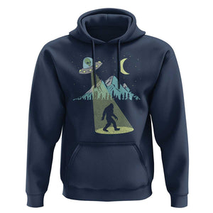 Bigfoot UFO Abduction Moon & Mountain Alien Vintage Graphic Hoodie TS01 Navy Print Your Wear