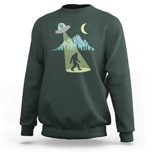 Bigfoot UFO Abduction Moon & Mountain Alien Vintage Graphic Sweatshirt TS01 Dark Forest Green Print Your Wear