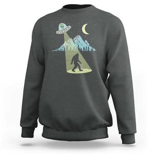 Bigfoot UFO Abduction Moon & Mountain Alien Vintage Graphic Sweatshirt TS01 Dark Heather Print Your Wear