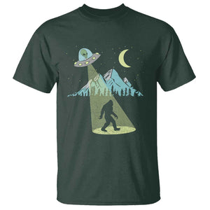 Bigfoot UFO Abduction Moon & Mountain Alien Vintage Graphic T Shirt TS01 Dark Forest Green Print Your Wear