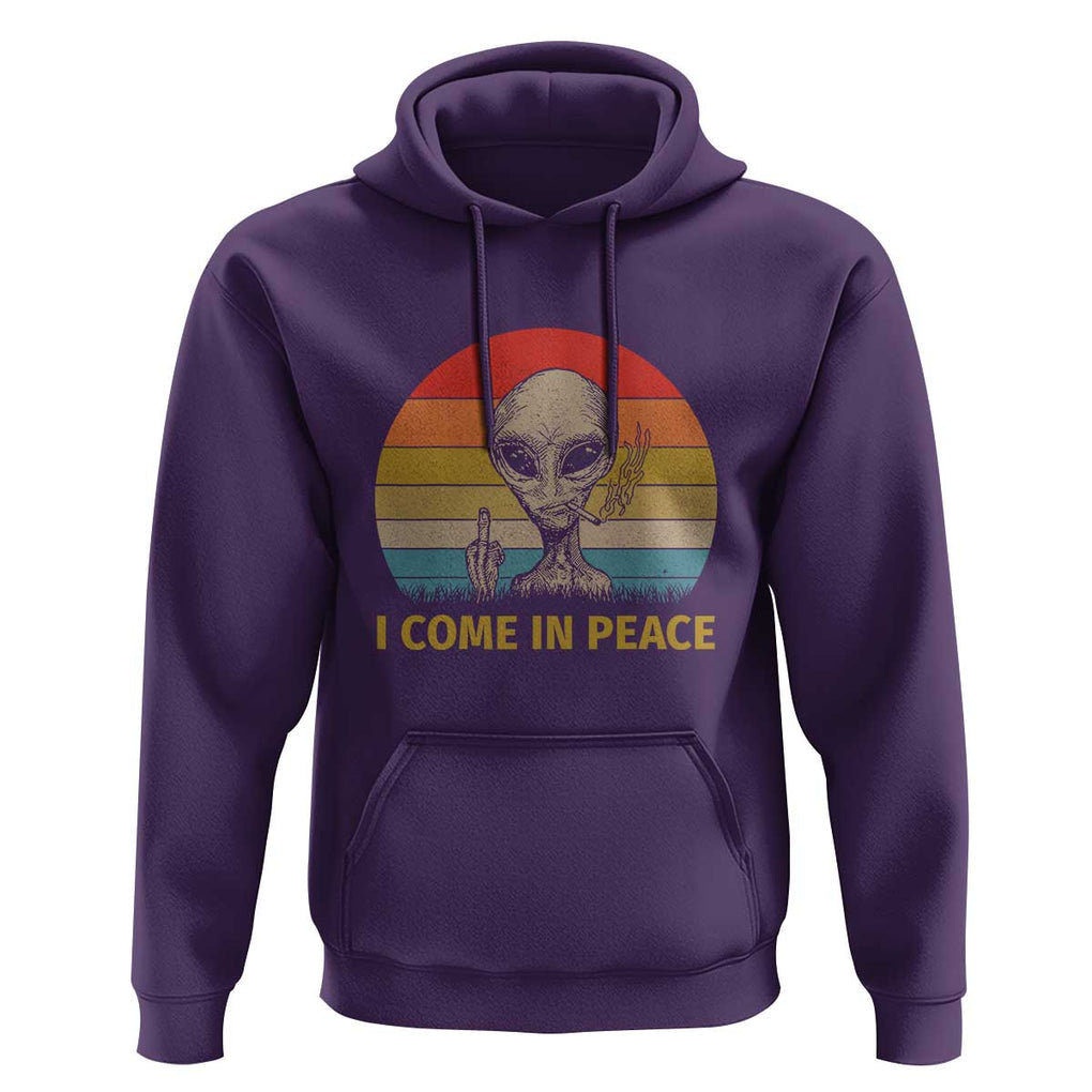 Vintage I Come in Peace Tshirt Alien Smoking Gift Hoodie TS01 Purple Print Your Wear