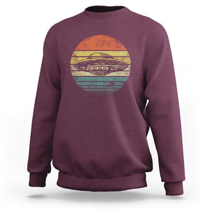 UFO Gifts Retro Sunset Funny Alien UFO Hunter Silhouette Sweatshirt TS01 Maroon Print Your Wear