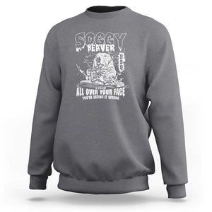 Soggy Beaver BBQ Sweatshirt It's Over Face The Beaver TS01 Charcoal Print Your Wear