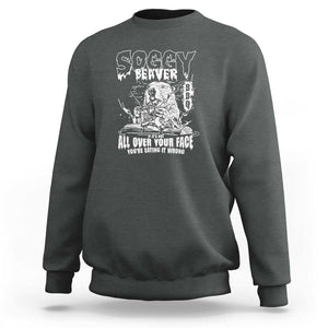 Soggy Beaver BBQ Sweatshirt It's Over Face The Beaver TS01 Dark Heather Print Your Wear