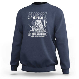 Soggy Beaver BBQ Sweatshirt It's Over Face The Beaver TS01 Navy Print Your Wear