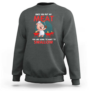 Funny BBQ Sweatshirt TS01 Dark Heather Print Your Wear