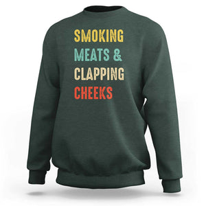 Smoking Meats And Clapping Cheeks Funny BBQ Meat Smoking Sweatshirt TS01 Dark Forest Green Print Your Wear