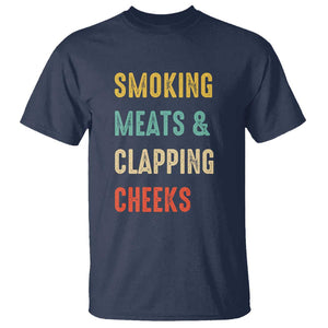 Smoking Meats And Clapping Cheeks Funny BBQ Meat Smoking T Shirt TS01 Navy Print Your Wear