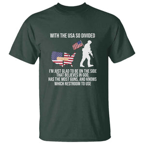 Patriotic USA Flag T Shirt Believe in God American Pride TS01 Dark Forest Green Print Your Wear