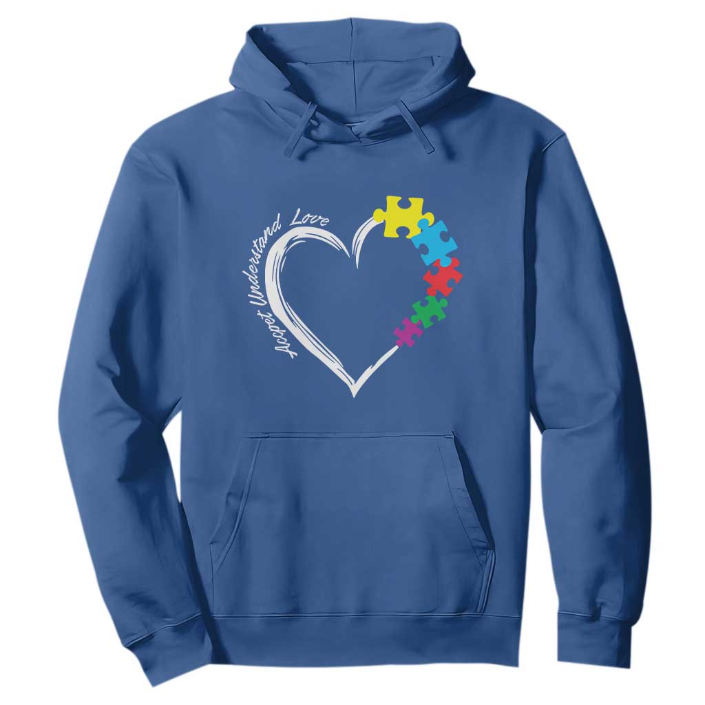 Autism Acceptance Hoodie Accept Understand Love Spectrum Jigsaw Puzzle Heart TS01 Royal Blue Printyourwear