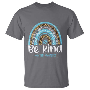 Autism Awareness T Shirt In A World Where You Can Be Anything Be Kind Blue Rainbow TS01 Charcoal Printyourwear