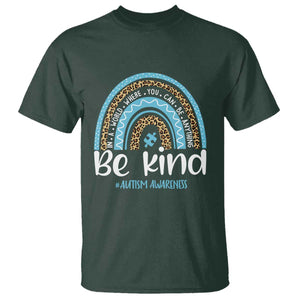 Autism Awareness T Shirt In A World Where You Can Be Anything Be Kind Blue Rainbow TS01 Dark Forest Green Printyourwear