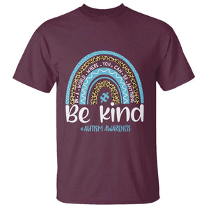 Autism Awareness T Shirt In A World Where You Can Be Anything Be Kind Blue Rainbow TS01 Maroon Printyourwear