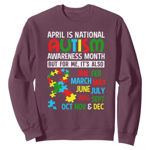 April Is National Autism Awareness Month Sweatshirt But For Me It's All Months TS01 Maroon Printyourwear