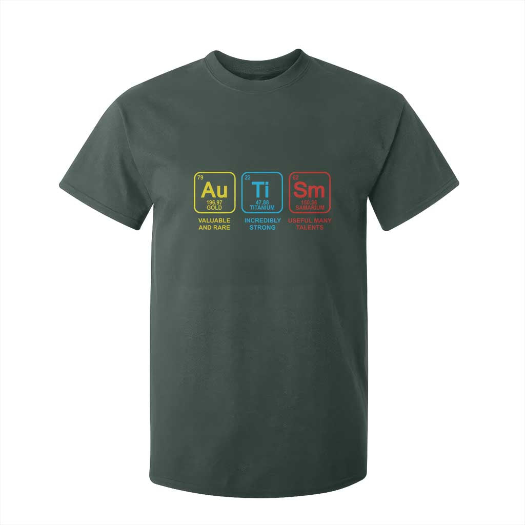Autism Awareness T Shirt For Kid Chemical Elements Periodic Table ASD TS01 Dark Forest Green Printyourwear