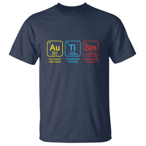 Autism Awareness T Shirt Chemical Elements Periodic Table ASD TS01 Navy Printyourwear