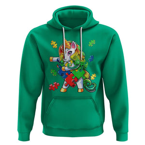 Unicorn Autism Hoodie His Fight is My Fight with Flossing Unicorn Puzzle Piece TS01 Irish Green Printyourwear