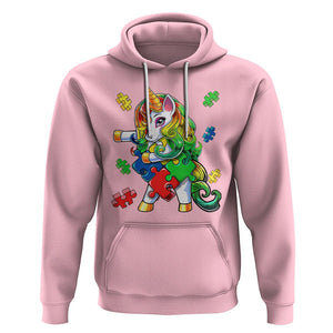 Unicorn Autism Hoodie His Fight is My Fight with Flossing Unicorn Puzzle Piece TS01 Light Pink Printyourwear