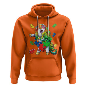 Unicorn Autism Hoodie His Fight is My Fight with Flossing Unicorn Puzzle Piece TS01 Orange Printyourwear