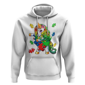 Unicorn Autism Hoodie His Fight is My Fight with Flossing Unicorn Puzzle Piece TS01 White Printyourwear