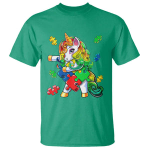 Unicorn Autism T Shirt His Fight is My Fight with Flossing Unicorn Puzzle Piece TS01 Irish Green Printyourwear