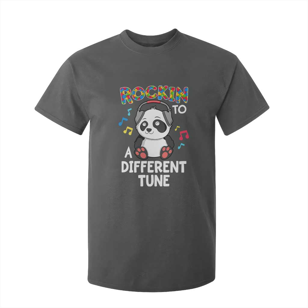 Panda Autism T Shirt For Kid Rockin' To A Different Tune Cute Kids TS01 Dark Heather Print Your Wear
