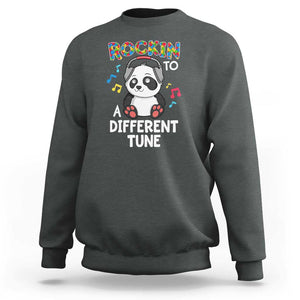 Panda Autism Sweatshirt Rockin' To A Different Tune Cute Kids TS01 Dark Heather Print Your Wear