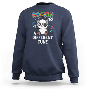 Panda Autism Sweatshirt Rockin' To A Different Tune Cute Kids TS01 Navy Print Your Wear