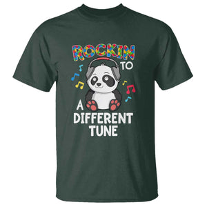 Panda Autism T Shirt Rockin' To A Different Tune Cute Kids TS01 Dark Forest Green Print Your Wear