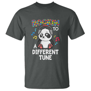 Panda Autism T Shirt Rockin' To A Different Tune Cute Kids TS01 Dark Heather Print Your Wear