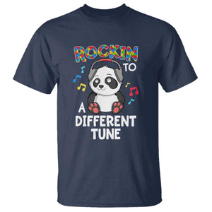 Panda Autism T Shirt Rockin' To A Different Tune Cute Kids TS01 Navy Print Your Wear