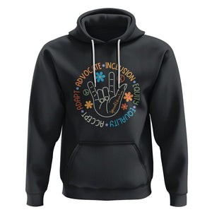 Sped Teacher Hoodie Special Education Autism Accept Adapt Advocate Inclusion Equity Equality TS01 Black Printyourwear