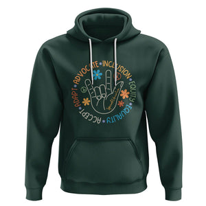 Sped Teacher Hoodie Special Education Autism Accept Adapt Advocate Inclusion Equity Equality TS01 Dark Forest Green Printyourwear