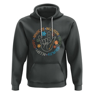 Sped Teacher Hoodie Special Education Autism Accept Adapt Advocate Inclusion Equity Equality TS01 Dark Heather Printyourwear