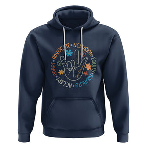 Sped Teacher Hoodie Special Education Autism Accept Adapt Advocate Inclusion Equity Equality TS01 Navy Printyourwear