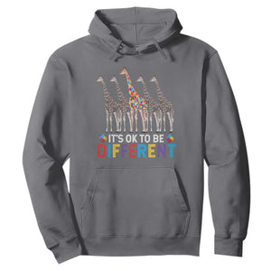 Giraffe Autism Hoodie It's Ok To Be Different Puzzle Support TS01 Charcoal Printyourwear