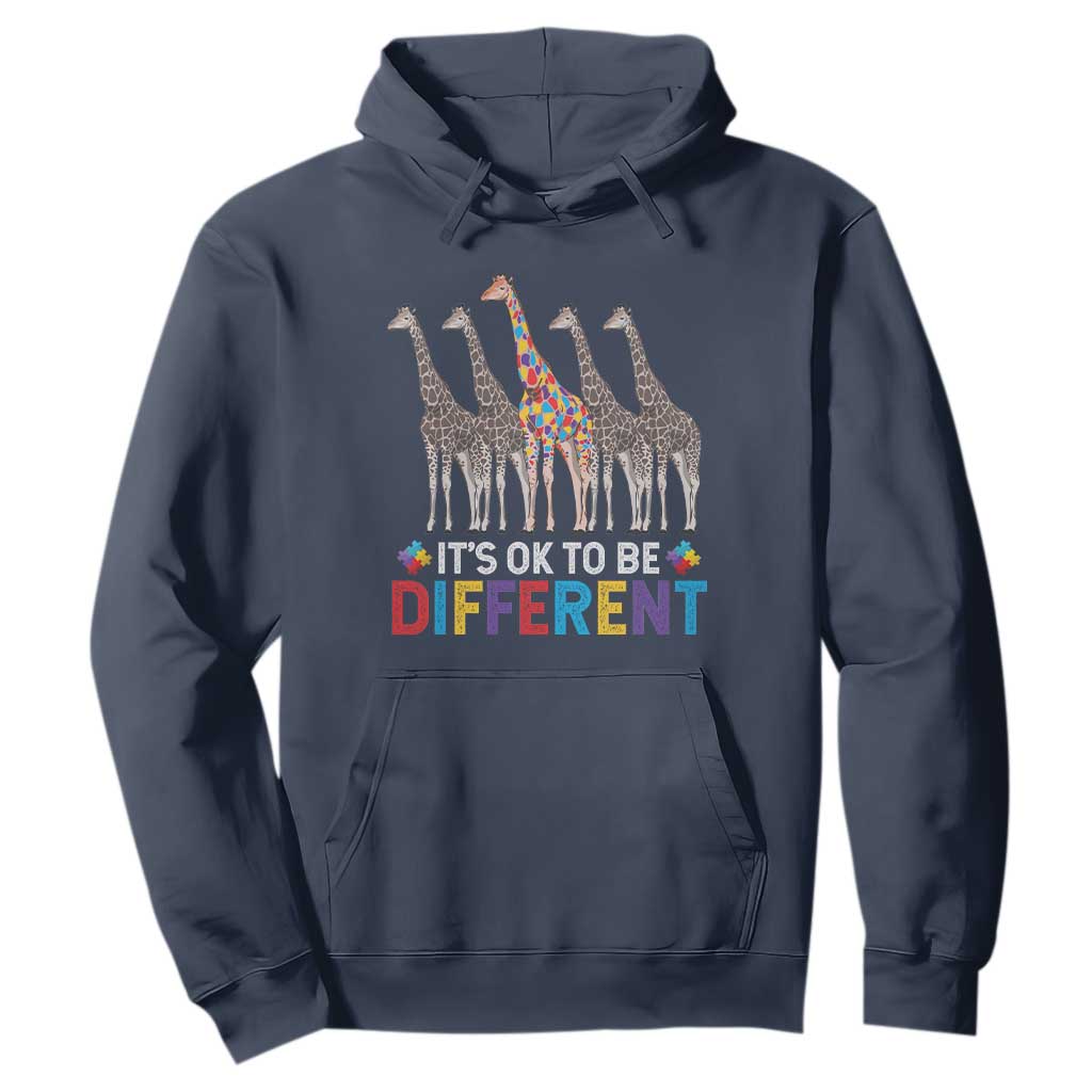 Giraffe Autism Hoodie It's Ok To Be Different Puzzle Support TS01 Navy Printyourwear