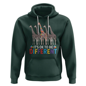 Giraffe Autism Hoodie It's Ok To Be Different Puzzle Support TS01 Dark Forest Green Printyourwear