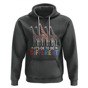 Giraffe Autism Hoodie It's Ok To Be Different Puzzle Support TS01 Dark Heather Printyourwear