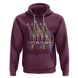 Giraffe Autism Hoodie It's Ok To Be Different Puzzle Support TS01 Maroon Printyourwear