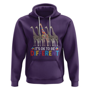 Giraffe Autism Hoodie It's Ok To Be Different Puzzle Support TS01 Purple Printyourwear