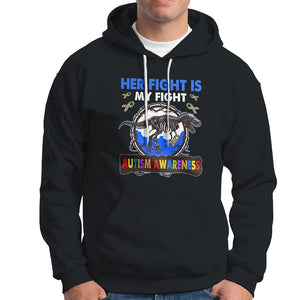 Dinosaur Skeleton Autism Hoodie Her Fight is My Fight Love Support Fighters TS01 Black Printyourwear