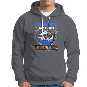 Dinosaur Skeleton Autism Hoodie Her Fight is My Fight Love Support Fighters TS01 Charcoal Printyourwear