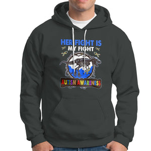 Dinosaur Skeleton Autism Hoodie Her Fight is My Fight Love Support Fighters TS01 Dark Heather Printyourwear