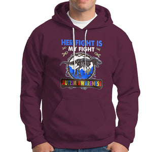 Dinosaur Skeleton Autism Hoodie Her Fight is My Fight Love Support Fighters TS01 Maroon Printyourwear