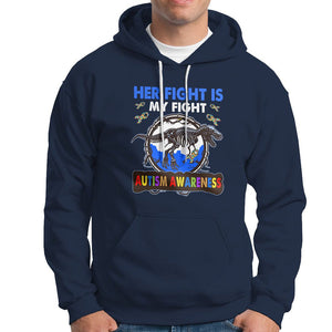 Dinosaur Skeleton Autism Hoodie Her Fight is My Fight Love Support Fighters TS01 Navy Printyourwear