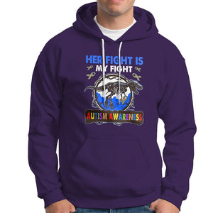 Dinosaur Skeleton Autism Hoodie Her Fight is My Fight Love Support Fighters TS01 Purple Printyourwear