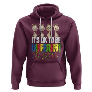 Giraffe Autism Hoodie It's Ok To Be Different Jigsaw Puzzle TS01 Maroon Printyourwear