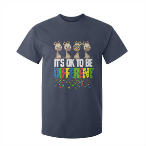 Giraffe Autism T Shirt For Kid It's Ok To Be Different Jigsaw Puzzle TS01 Navy Printyourwear