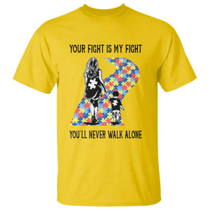 Autism Mom T Shirt Your Fight Is My Fight Never Walk Alone Mother And Son TS01 Daisy Printyourwear